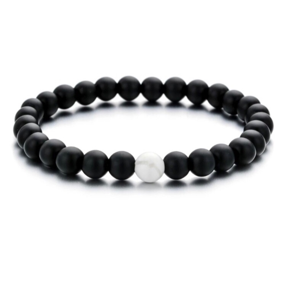 Yin Yang Natural Stone Yoga Couple Bracelet - Picture 4 of 4